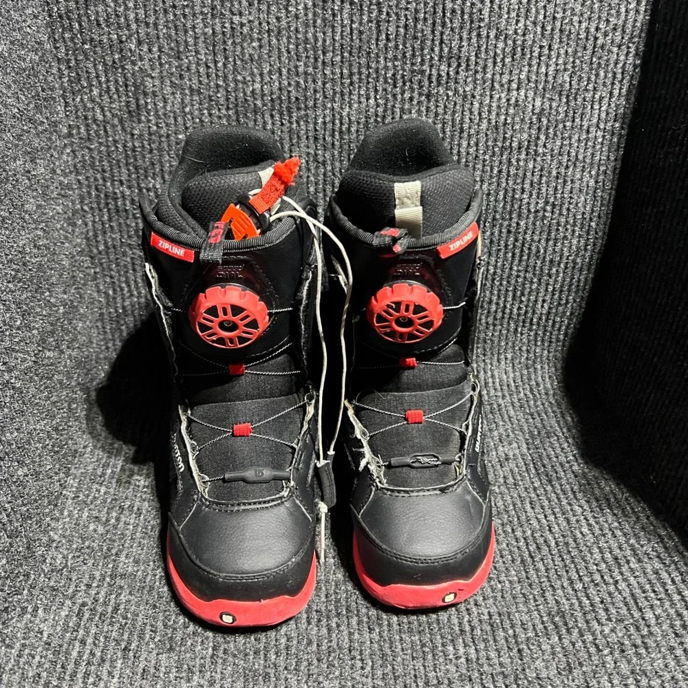 Burton Zipline Snowboard Boots Youth 4 Black Red BOA Lacing Imprint 1 Liner